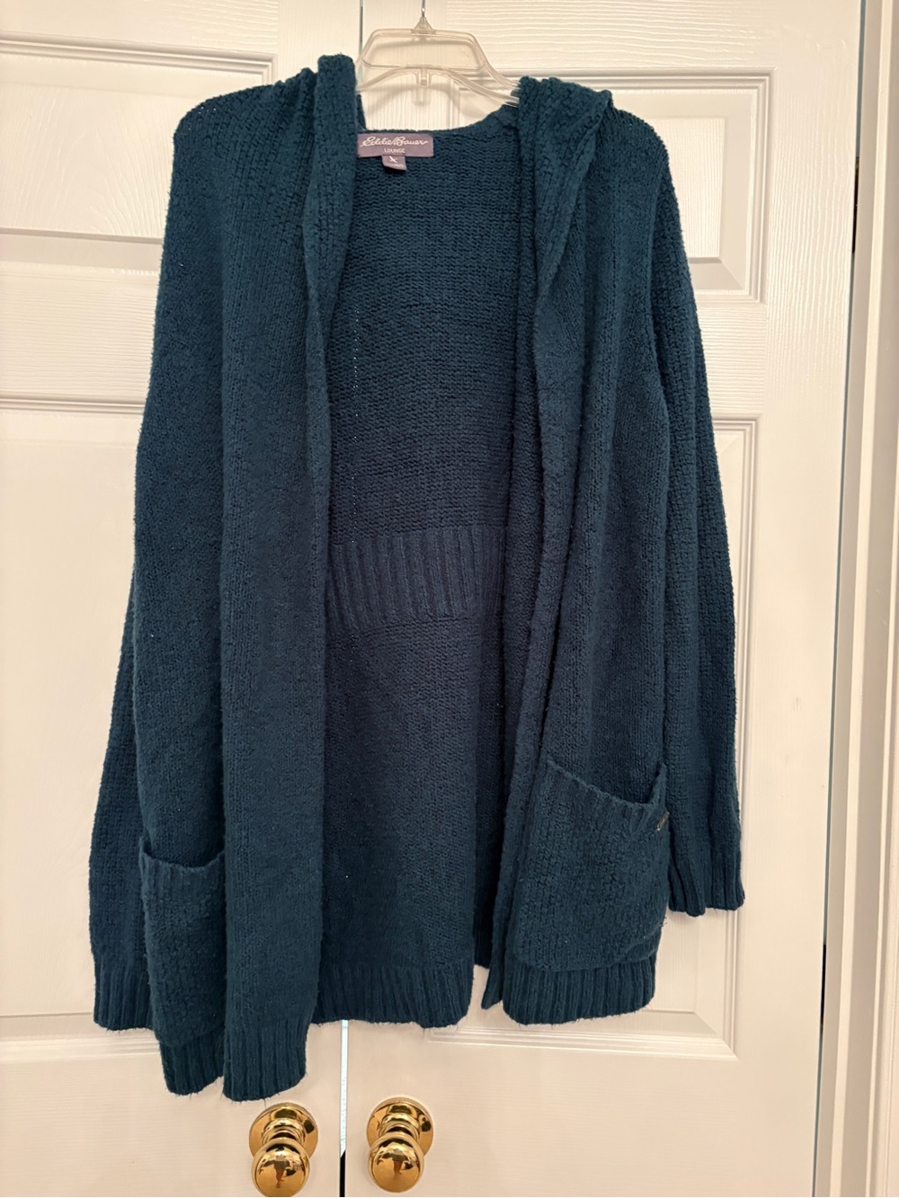 Eddie Bauer Lounge Open-Front Hooded Cardigan Sweater - Dark Green